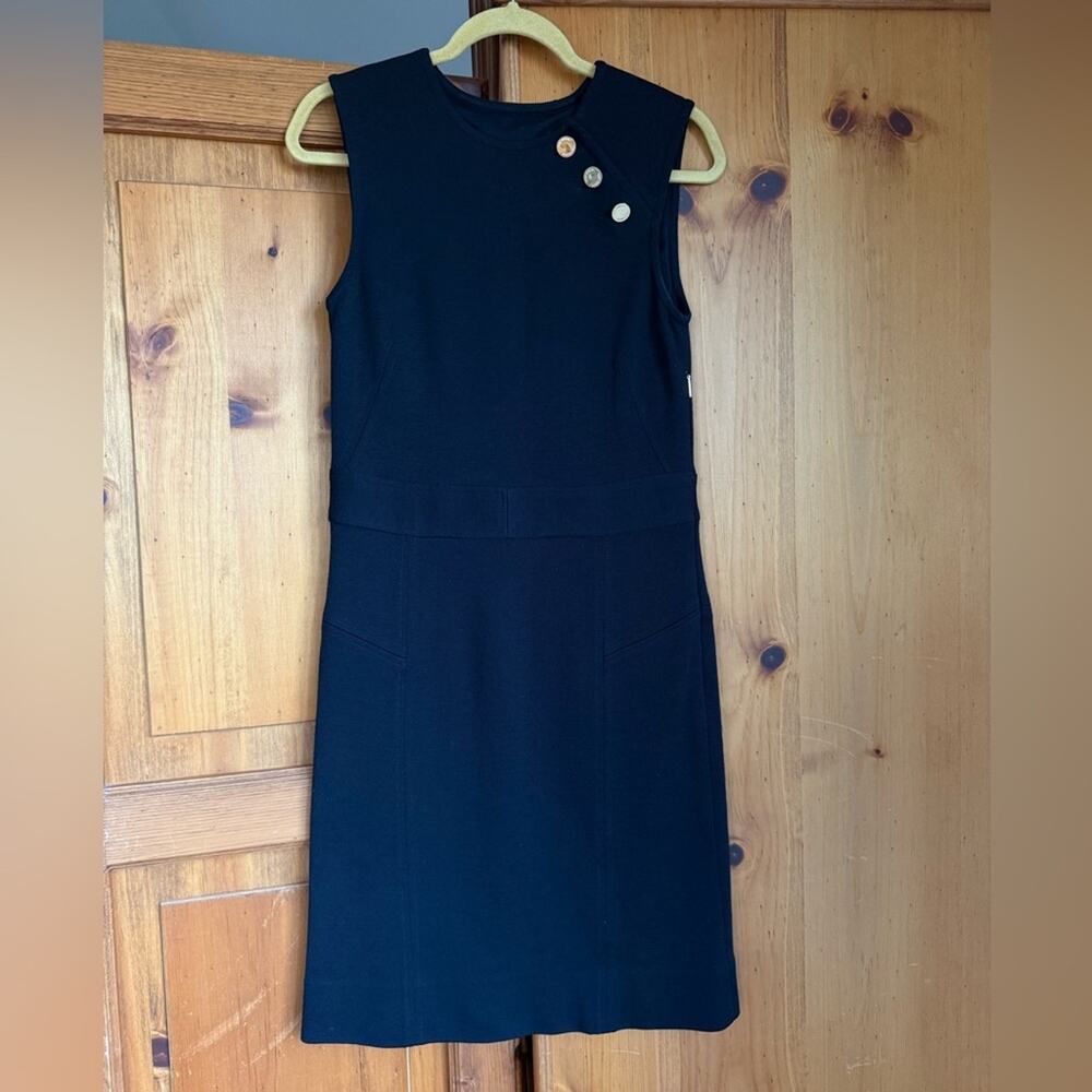 Tory Burch Women's Black Wool Blend Sleeveless Dress Small Business Casual Work